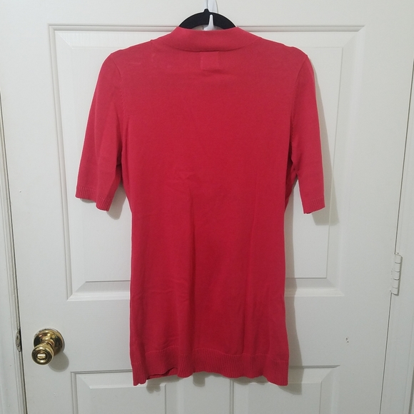 TABITHA Pink/Red Button Fitted 3/4 Sleeve Cardigan - Picture 7 of 11